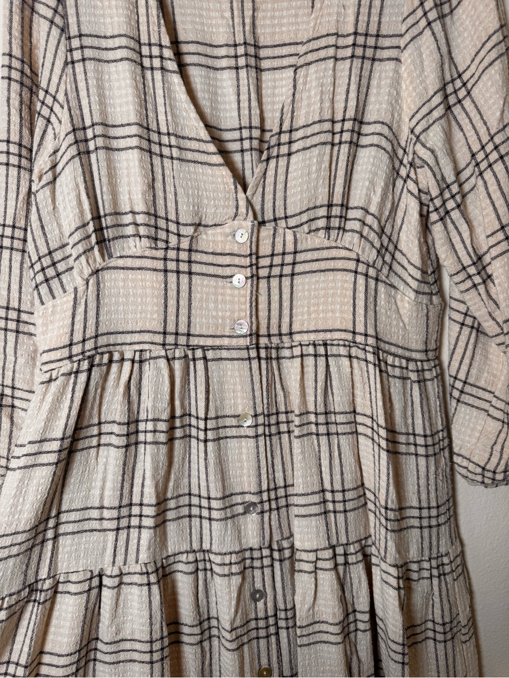 Marine Layer Cream Plaid Maxi Dress - Picture 4 of 7